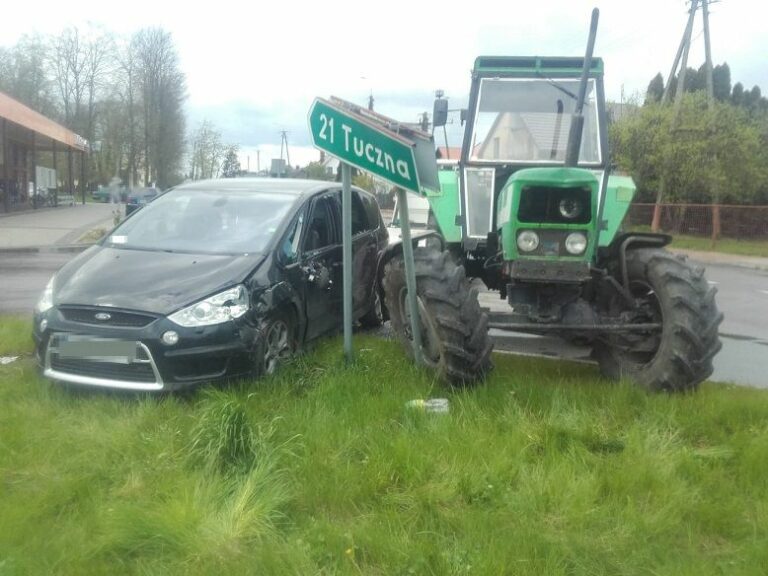 Pijany traktorzysta spowodował kolizję drogową