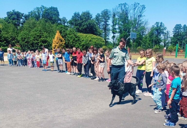 Pies tropiący i skonfiskowane na granicy towary w szkole w Zalesiu