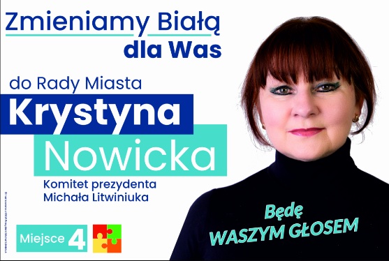 Krystyna Nowicka kandydatką do Rady Miasta Biała Podlaska z komitetu prezydenta Michała Litwiniuka