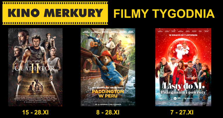 Zaproszenie do kina: 'Listy do M.', 'Gladiator II' i 'Tatami' w Merkurym