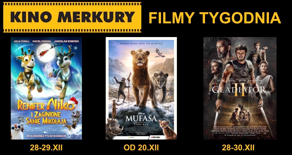 Co jest grane? 'Mufasa', 'Złowrogi' i 'Gladiator II' w kinie Merkury