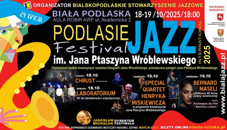 Gwiazdy polskiego i światowego jazzu na 24. edycji Podlasie Jazz Festival w Białej Podlaskiej – zapowiedź