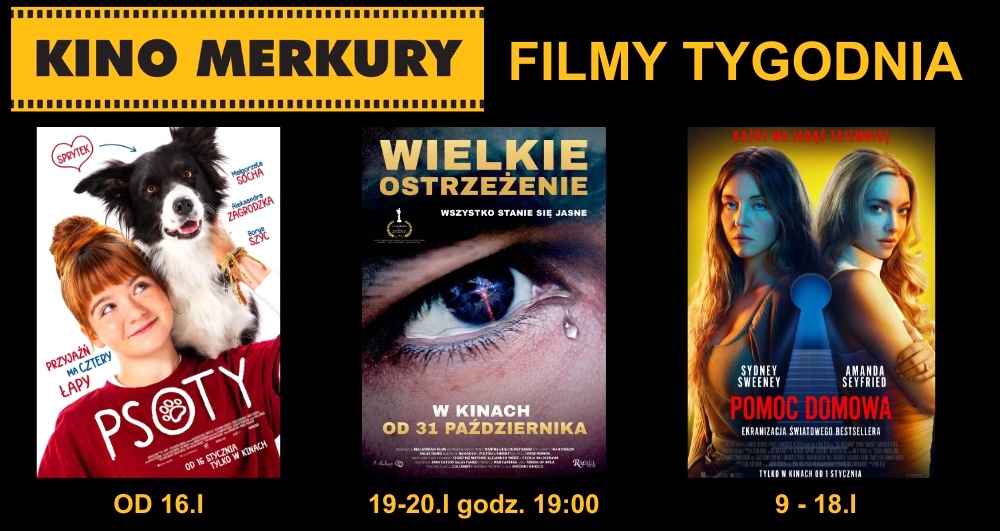 A afiszu kina Merkury: 'Władca Pierścieni', 'Pomoc domowa', 'SpongeBob' i 'Psoty'