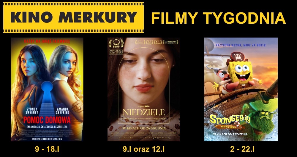 Szokujący thriller 'Pomoc domowa' dla dorosłych i 'SpongeBob' dla dzieci w kinie Merkury